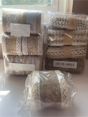 Burlap and Lace Ribbon Rolls - Natural & White